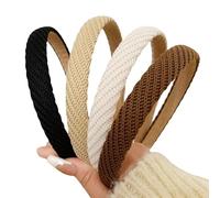 Set di 4 cerchietti per capelli da donna, eleganti fasce per capelli e fasce per tutti i giorni, ufficio e feste, fascia leggera in nero, beige, caffè e marrone, versatile e ideale come regalo