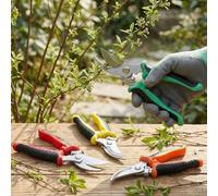 Set di 4 cesoie da giardino, resistenti e professionali con lame lunghe in metallo in acciaio inossidabile, manici ergonomici antiscivolo per destrorsi, molla ad alta tensione per prato, arbusti