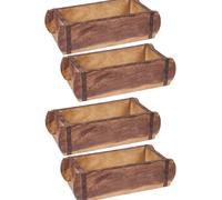 Set Di 4 Ceste Vintage In Legno Con Vassoio In Legno Riciclato