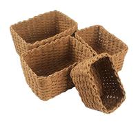 Set di 4 Cestini Portaoggetti, Cestini Organizer in Vimini Naturale, per Bagno, Armadio, Cucina o Cameretta