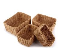 Set di 4 Cestini Portaoggetti, Cestino Vimini Impilabili,Cestino Intrecciato per Soggiorno, Cucina, Cameretta dei Bambini, Bagno,Ceste Portaoggetti per Organizzare I Tuoi Oggetti