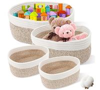 Set di 4 Cestini Portaoggetti Intrecciato in Corda di Cotone, Cesto Portaoggetti per Bambini Impilabile Organizer Fasciatoio, Decorazione Cestini Stoccaggio per Cameretta Salotto Ufficio Bagno