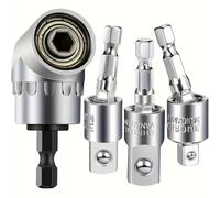 Set di 4 chiavi a bussola orientabili a 360° e offset a 105°, esagonali da 0,25", pronte per gli urti, accesso stretto