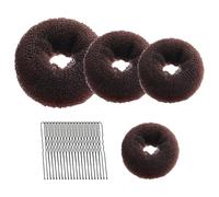 Set di 4 ciambelle per chignon a ciambella, con 20 forcine per capelli, ciambelle marroni, per ragazze, bambini, donne, acconciature fai da te (marrone, 4 misure)