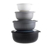 Set di 4 ciotole for mescolare a bocca larga con coperchi, contenitori for condimenti for insalata, for snack, contenitore salvafreschezza, bento(Black-white-4pcs)