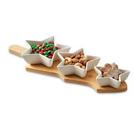 Set di 4 ciotoline in porcellana per snack, su vassoio.