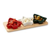 Set di 4 ciotoline in porcellana per snack, su vassoio.