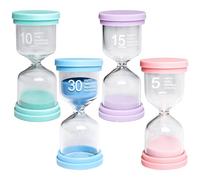 Set di 4 clessidre colorate per bambini, 5/10/15/30 minuti, mini ornamenti a clessidra, timer per bambini, apprendimento, timer, cucina, aule, camera da letto