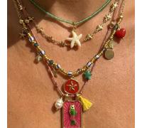 Set di 4 collane da donna stile INS per l'estate, vacanza al mare, con ciondoli a forma di stella marina, pesciolino, perle, adatte per spiaggia, vacanza, uso quotidiano, feste, regalo per amiche e fi