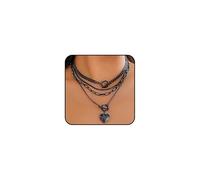 Set di 4 collane gotiche con ciondolo a forma di cuore a strati per donne, gotico impilato lunga catena girocollo Love Ot fibbia collana alla moda gioielli regali, Large, Metallo, Nessuna pietra