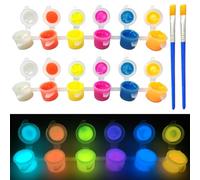 Set di 4 colori che illuminano al buio - Include 2 strisce di vernice al neon e 2 pennelli, pittura per viso e corpo acrilica UV per bambini Halloween Natale