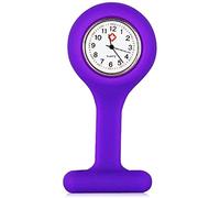Set di 4 colori per orologio da infermiera, spilla in silicone con spilla, clip, design per controllo delle infezioni, assistenza sanitaria, infermiere, medico, sportivo. (Purple)