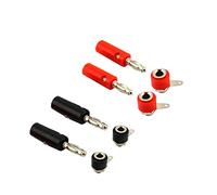 set di 4 connettori a banana maschio e 4 femmina, 4 mm, colore rosso e nero