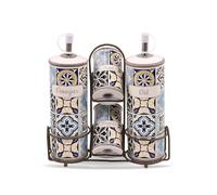Set di spezie in ceramica Maestro Holiday in Porto MR-20005-04S | 4 contenitori + supporto metallico | design elegante | ceramica di qualità | idea regalo per cucina e tavolo