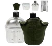 Set di 4 contenitori militari per mensa e stufa, set di pentole in alluminio portatile, adatto per sopravvivenza all'aperto, campeggio, zaino in spalla e caccia.