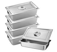 Set di 4 contenitori per gas in acciaio inox con coperchio, rettangolare, contenitore GN 1/3, 32,5 x 17,5 x 6,5 cm