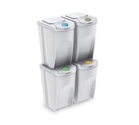 Set di 4 contenitori per il riciclaggio KEDEN SORTIBOX, bianco sporco, volume 4x35 l