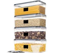 Set di 4 contenitori per pasta, 3,2 litri, rettangolari, per spaghetti lunghi, con coperchio ermetico, senza BPA, per pasta, farina d'avena