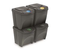 Set di 4 contenitori per raccolta differenziata in plastica 100L Prosperplast Sortibox in colore grigio