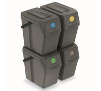 Set di 4 contenitori riciclabili in plastica PROSPERPLAST Sortibox da 100 litri in grigio