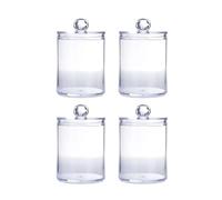 Set di 4 contenitori rotondi trasparenti da bagno, in plastica, per tamponi di cotone e tamponi