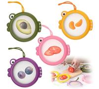 Set di 4 contenitori salva-avocado per cipolle, riutilizzabili, in silicone, per frutta e verdura, per frigorifero, a forma di pesce, antiossidanti, freschi, elastici, per limoni, pomodori, aglio