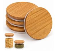 Set di 4 coperchi per barattoli Weck, Ø100 mm, in legno con guarnizione | Riutilizzabili, ermetici, lavabili in lavastoviglie, Compatibili con i modelli di barattoli Weck 738, 739, 740, 741, 742