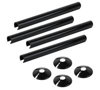 Set di 4 coperture e collari per tubi del radiatore, 15 mm x 200 mm, colore: nero, per tubi da 15 mm, protezione a clip (nero)