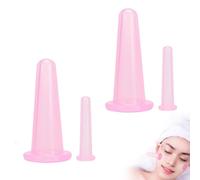 Set di 4 Coppetta Anticellulite,Coppettazione Viso Massaggio,Coppette Silicone per Massaggio Lifting,Coppette Cellulite Vacuum Viso,Coppette per Gli Occhi per Rassodare la Pelle e il Relax per Collo