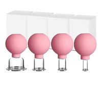 Set di 4 coppette con sfera di aspirazione in silicone, in vero vetro, contro pieghe e tensioni, coppette contro cellulite