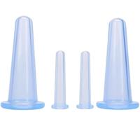 Set di 4 coppette massaggianti in silicone per il viso, per la cura della pelle, per collo, schiena, occhi, sicure da usare, non preoccuparti delle ustioni (blu)