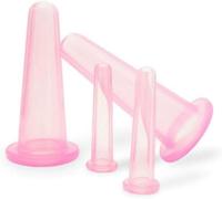 Set di 4 coppette per il viso e 2 mini coppette per il viso in silicone, per massaggio del corpo, aiutante per la cura della pelle di viso, collo, schiena, occhi, strumenti di massaggio manuale, rosa
