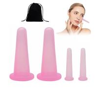 Set di 4 Coppette Viso,Coppette per Il Viso,Coppettazione Viso Silicone,Coppette Massaggio Viso,Migliora La Condizione Della Pelle,per Massaggio E Rimozione Rughe,Rosa,2 Misure