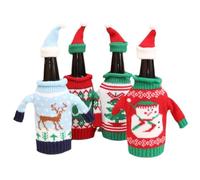 Set di 4 copribottiglie di vino di Natale, design con maglione e cappello, ornamenti festivi per bottiglie di birra/acqua, decorazioni natalizie per la tavola e bomboniere per feste