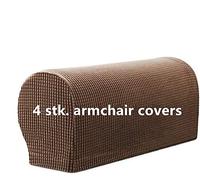Set di 4 copribraccioli elastici, in morbido poliestere, antiscivolo, protezione per mobili, per sedie, poltrone, divani (colore: caffè)