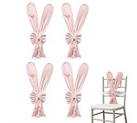Set di 4 coprisedie con orecchie di coniglietto pasquale, colore rosa, rimovibile, elasticizzato, per casa, Pasqua, primavera, tavolo da pranzo, compleanno, ristorante, decorazione per feste