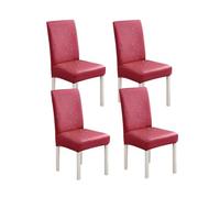 Set di 4 coprisedie impermeabili in ecopelle elasticizzata con schienale alto e cuscino per seduta, eleganti color vino, per protezione e stile della sala da pranzo