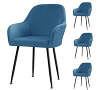 Set di 4 coprisedie in velluto elasticizzato blu reale con braccioli, resistenti fodere per sala da pranzo, ufficio, cucina, soggiorno, hotel e banchetti