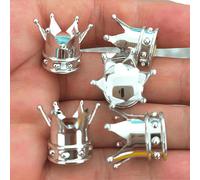 Set di 4 coprivalvole a corona, design creativo a corona regale per coperture della valvola dello pneumatico, cappucci antipolvere in plastica per ruote di veicoli, compatibili con auto, motociclette 