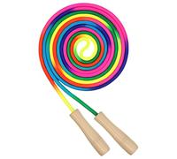 Set di 4 corde per saltare con manico in legno, 2,5 m, arcobaleno per i giovani, lunghezza regolabile per il fitness