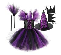 Set di 4 costumi per Halloween con inclusi Broom, Hat, e Sleeves | Fun and Festive Cosplay for Children | Ideal for Halloween Parties, School Events, and Dress-U