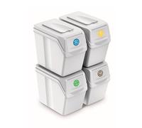 SET DI 4 CUBI 80L PROSPERPLAST SORTIBOX RICICLAGGIO IN BIANCO DI PLASTICA, Multicolore