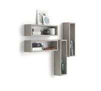 Set di 4 Cubi da parete Iacopo, Grigio Cemento