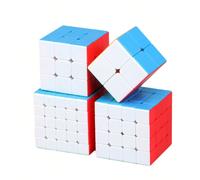 Set di 4 cubi di Rubik senza adesivi Sengso - 2x2, 3x3, 4x4, 5x5 - Giocattoli educativi lisci e veloci, adatti a competizioni, per bambini, in confezione regalo 2*2*2,3*3*3,4*4*4,5*5*5,Set da 4 pezzi,