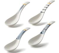 Set di 4 cucchiai da minestra asiatici in ceramica giapponese per ramen e zuppa cinese, per ramen e spaghetti Pho Blend con Udon