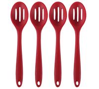 Set di 4 cucchiai forati in silicone, antiaderenti, resistenti al calore, adatti per cuocere, servire e mescolare.
