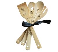 Set di 4 cucchiai in legno personalizzati incisi - Bee happy - cuore e ape