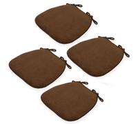 Set di 4 cuscini a semicerchio in velluto a costine, 43 x 41 x 35 cm, base antiscivolo e cravatte, perfetti per giardino, sala da pranzo o ufficio, colore marrone, comodi ed eleganti