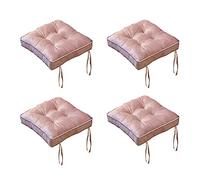 Set di 4 cuscini antiscivolo in velluto per sedie da pranzo con laccetti, morbidi, lavabili, extra spessi, anti deformazione, alta elasticità, in cotone perlato, colore rosa, eleganti cuscini per