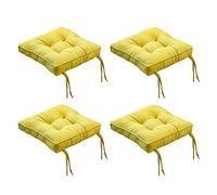Set di 4 cuscini antiscivolo in velluto per sedie da pranzo con legacci, morbidi, lavabili, extra spessi, in schiuma elastica, anti deformazione, comodi, gialli, per sedie da cucina